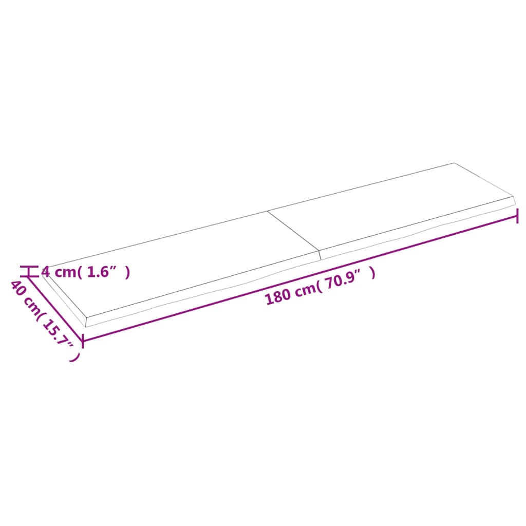 vidaXL Raft de perete maro deschis 180x40x(2-4) cm lemn stejar tratat