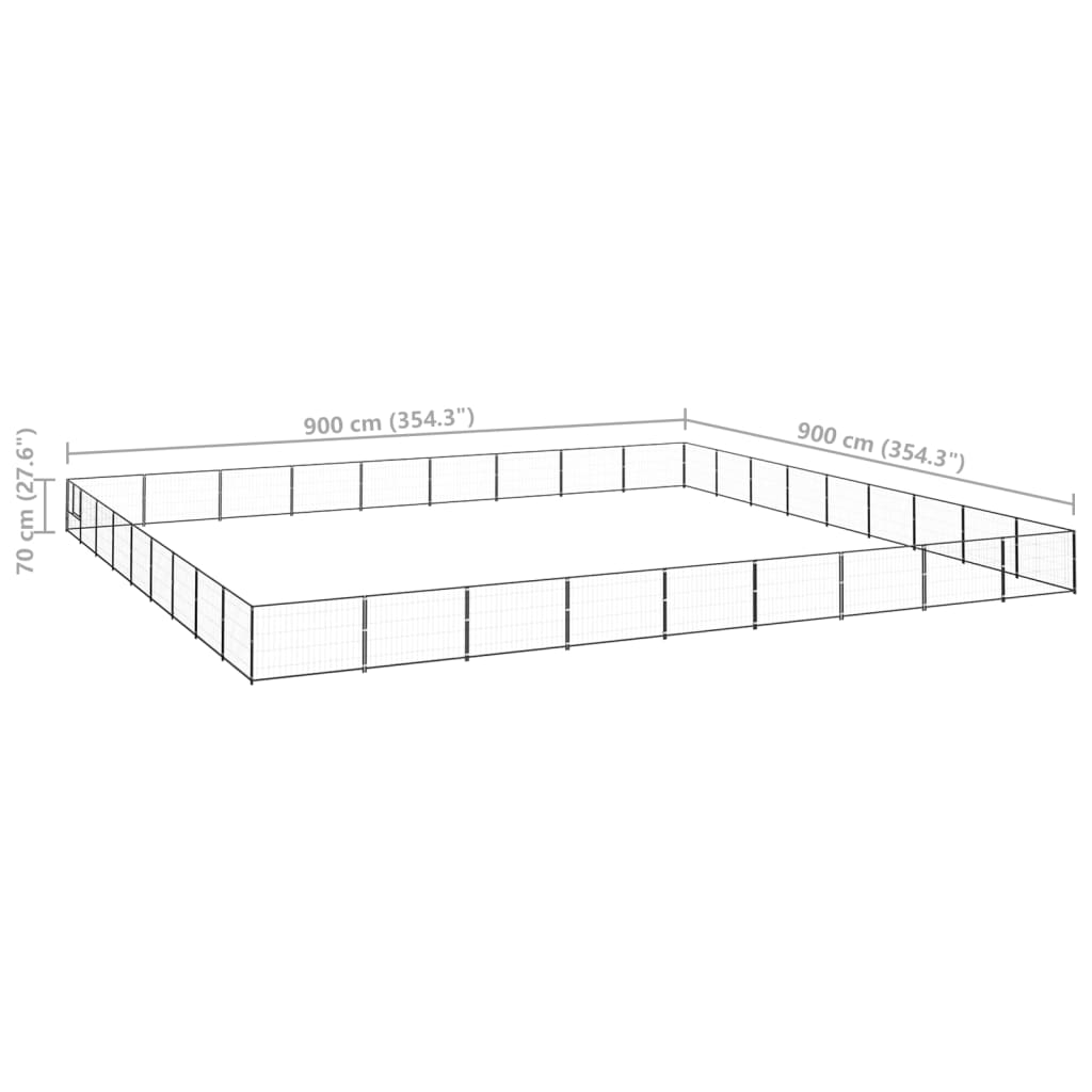 vidaXL Padoc pentru câini, negru, 81 m², oțel