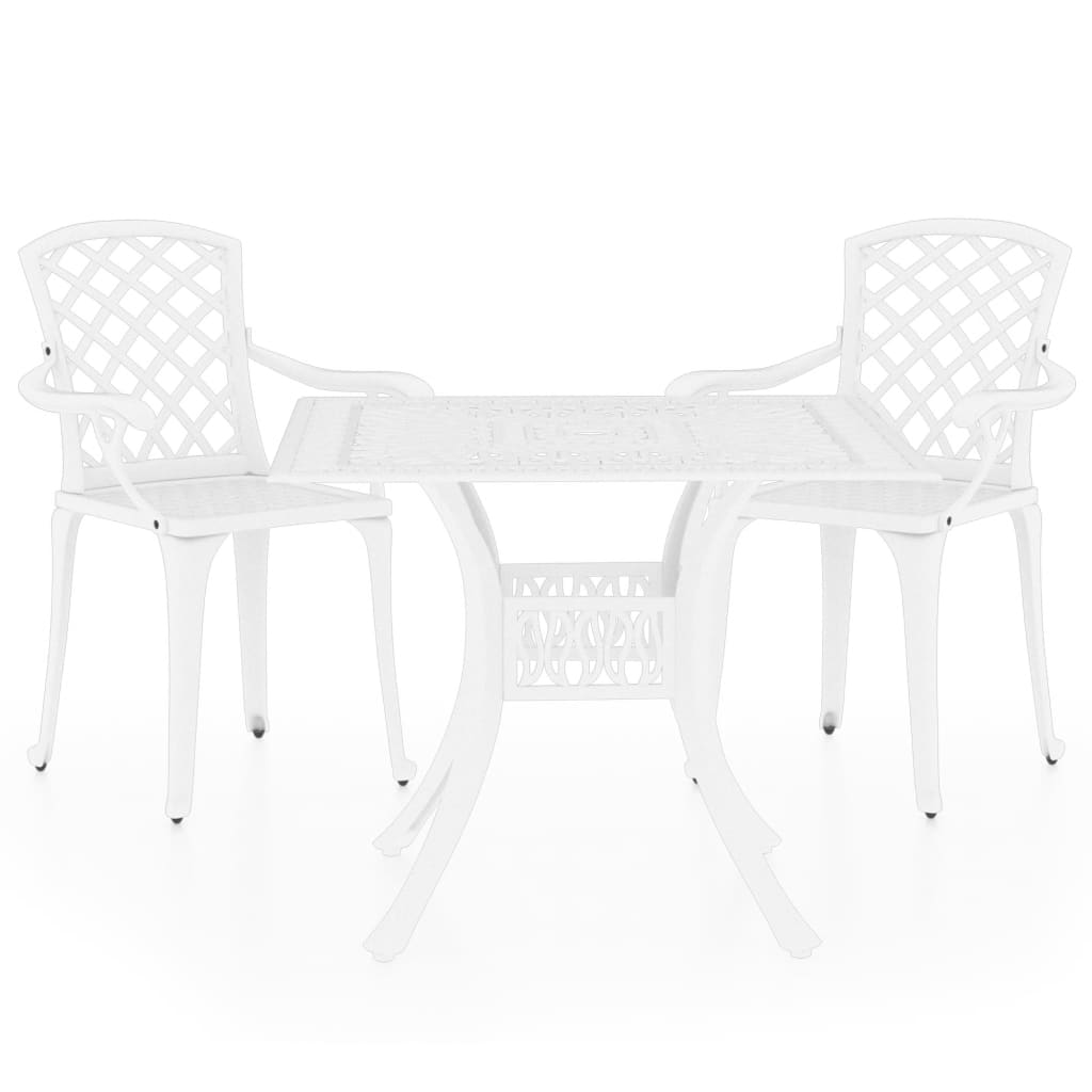 vidaXL Set mobilier bistro, 3 piese, alb, aluminiu turnat