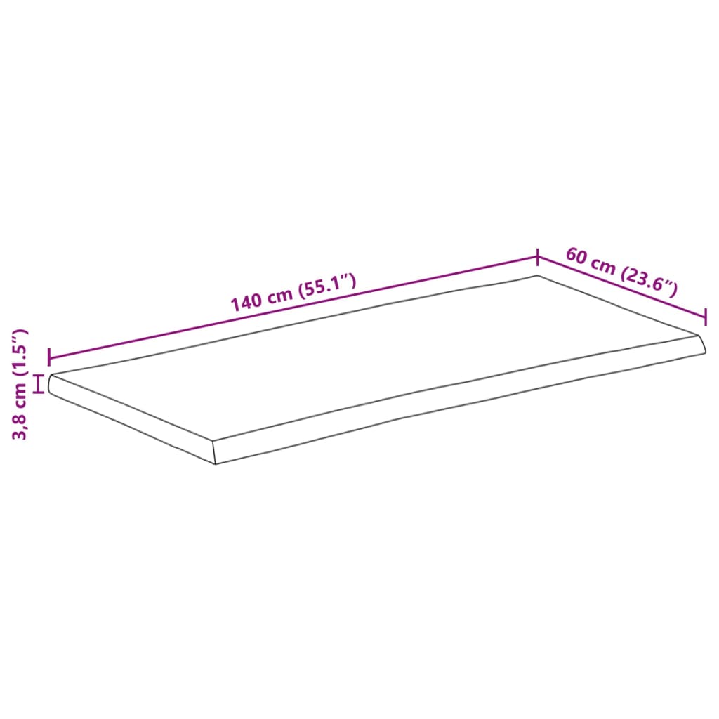 vidaXL Blat de masă contur natural 140x60x3,8 cm lemn masiv mango brut