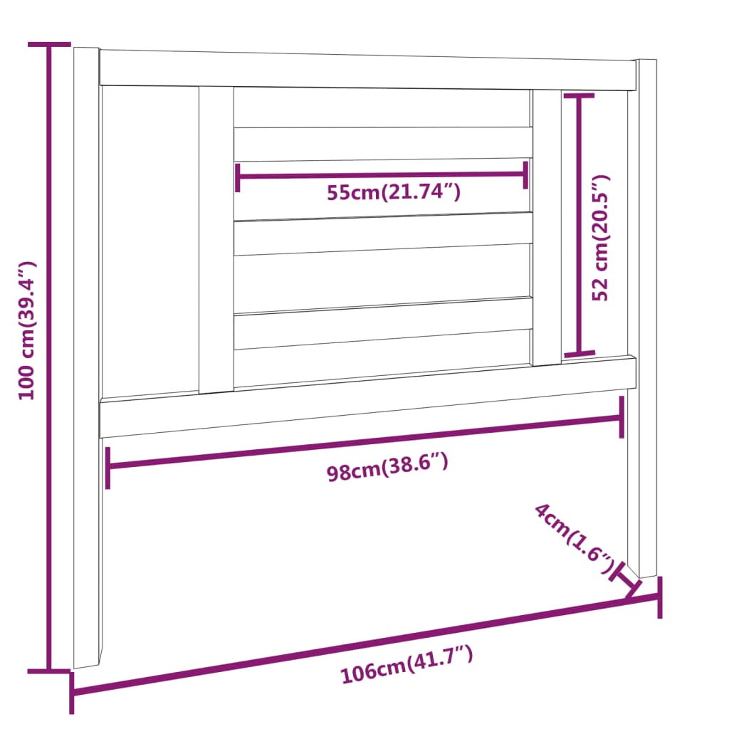 vidaXL Tăblie de pat, 106x4x100 cm, lemn masiv de pin