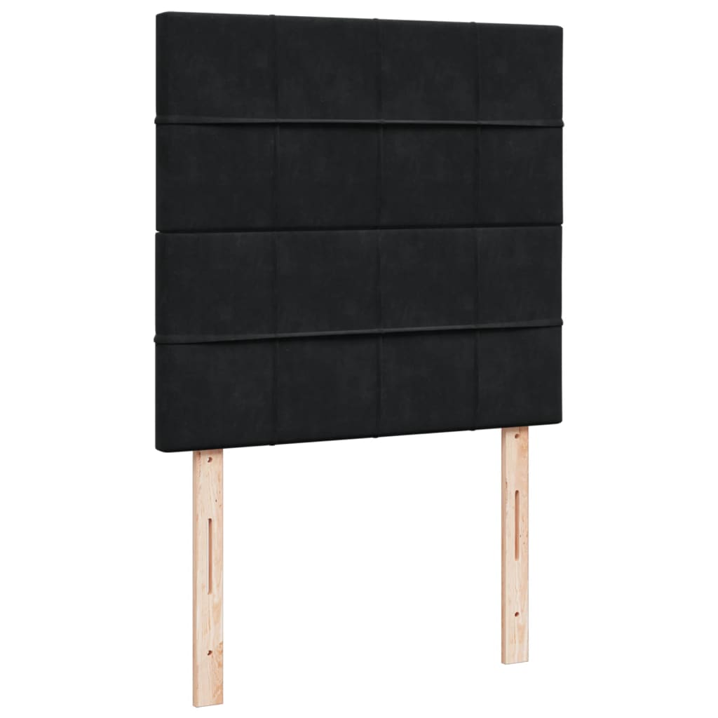 vidaXL Pat box spring cu saltea, negru, 90x190 cm, catifea