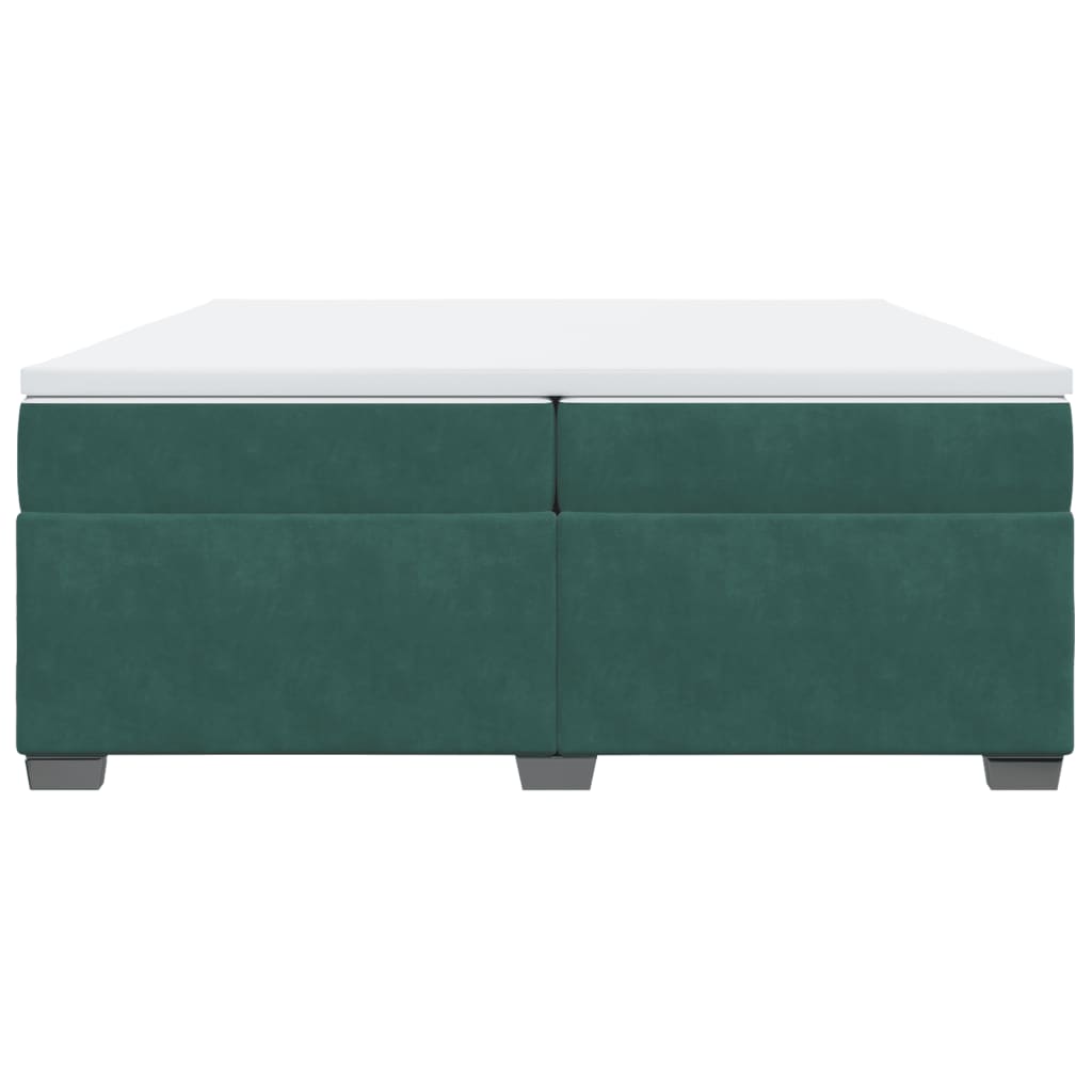 vidaXL Pat box spring cu saltea, verde închis, 200x200 cm, catifea