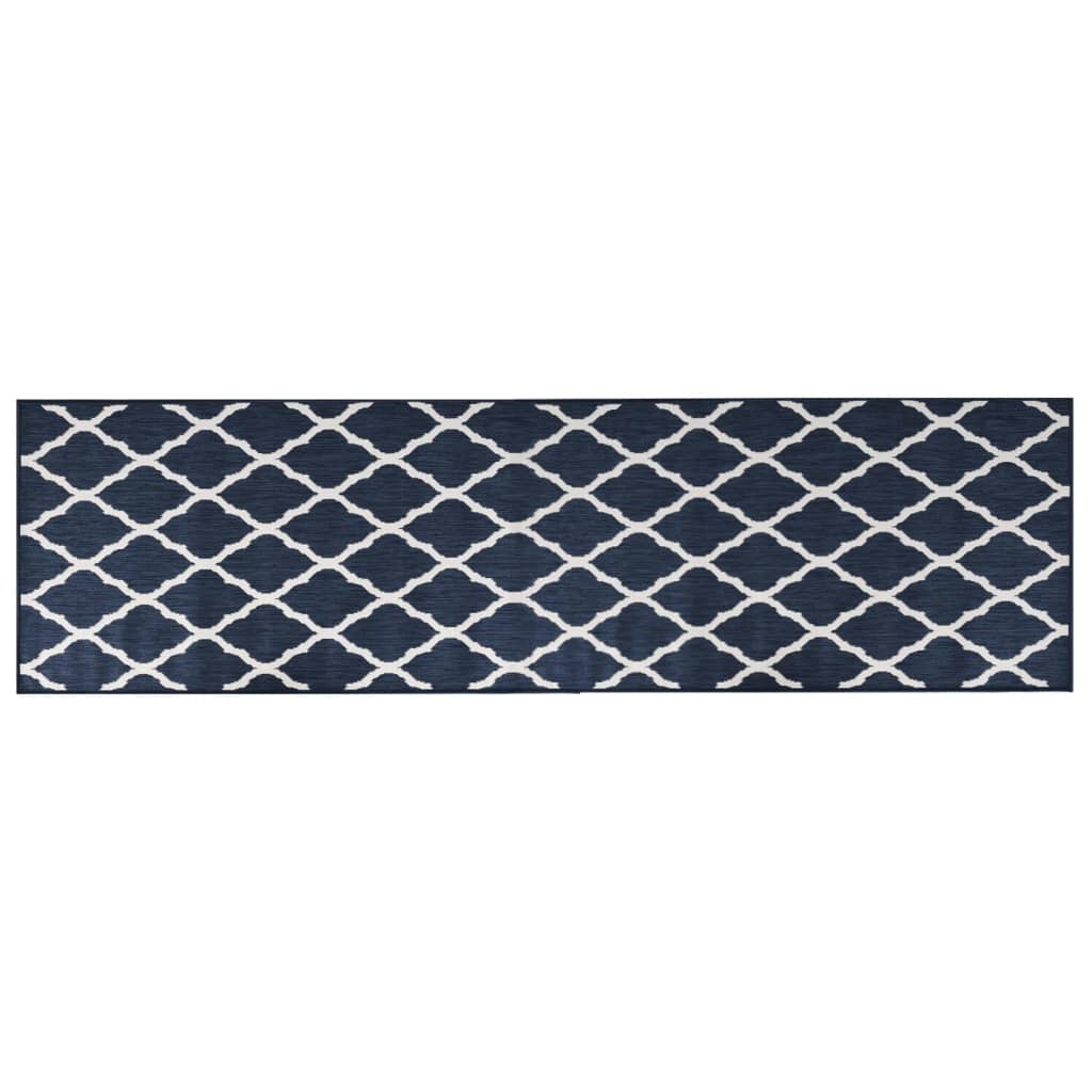 vidaXL Covor de exterior, bleumarin/alb, 80x250 cm, design reversibil