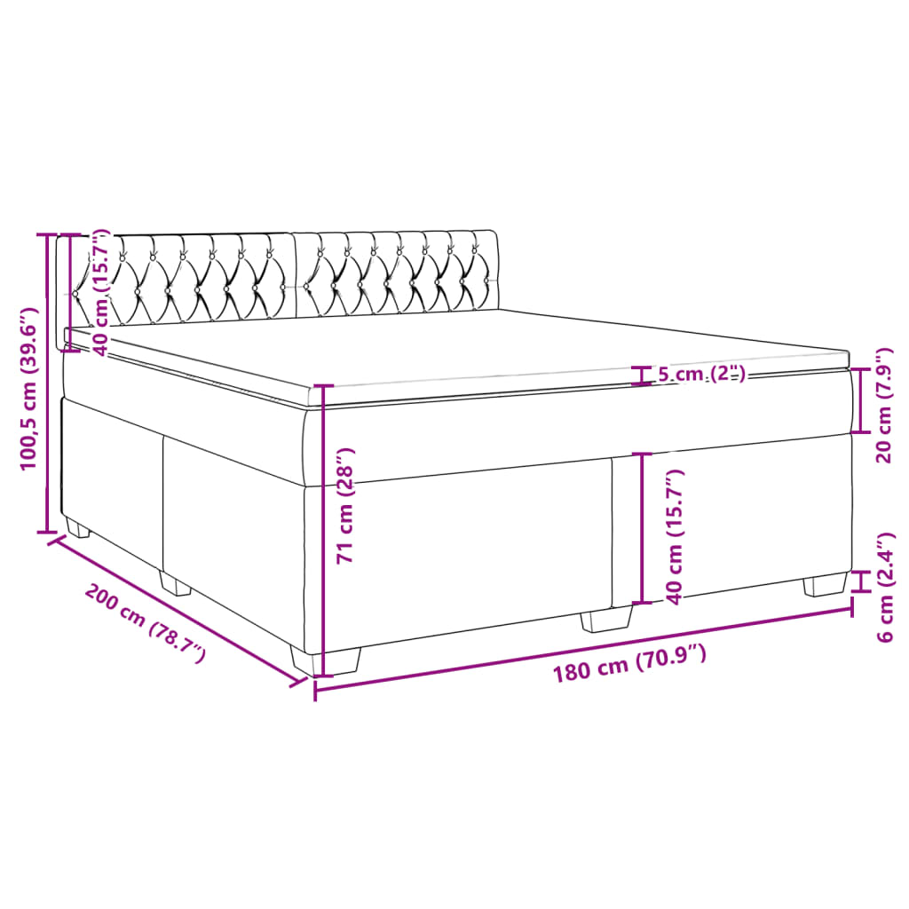 vidaXL Pat box spring cu saltea, albastru, 180x200 cm, material textil