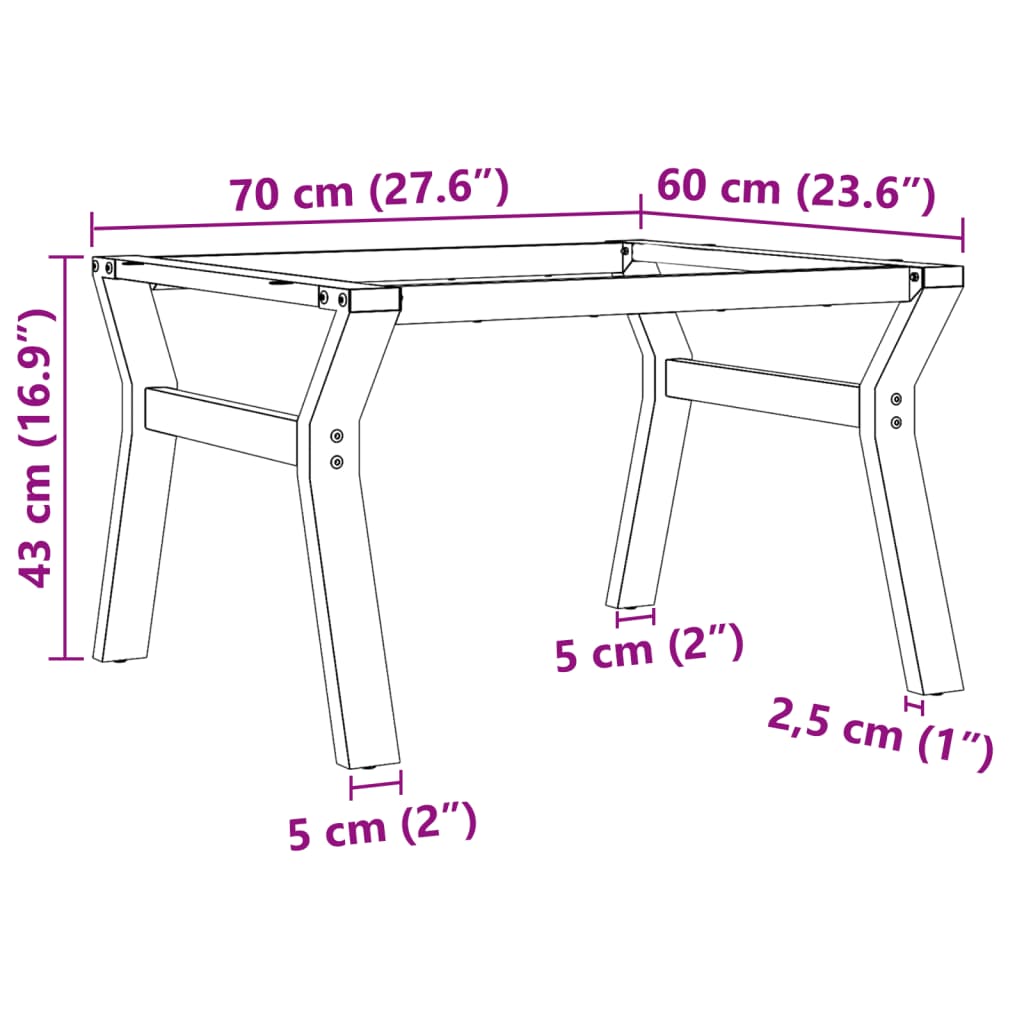 vidaXL Picioare Măsuță de cafea Y-Frame 70x60x43 cm Fontă