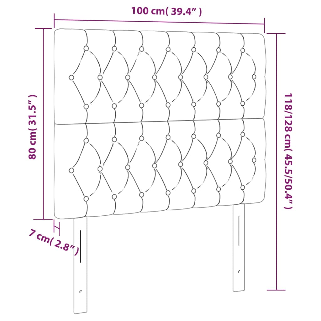 vidaXL Tăblie de pat cu LED, gri deschis, 100x7x118/128 cm, catifea