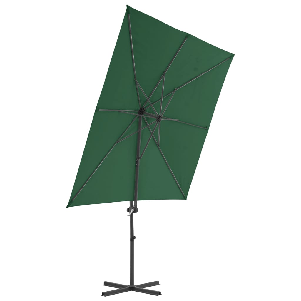 vidaXL Umbrelă suspendată cu stâlp din oțel, verde, 250 x 250 cm