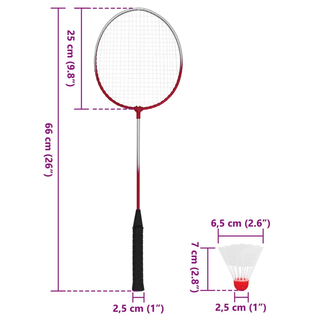 vidaXL Set de badminton cu 4 rachete și plasă, 620x151 cm