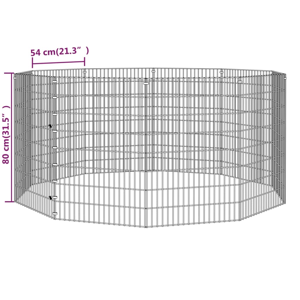 vidaXL Adăpost pentru animale cu 10 panouri, 54x80 cm, fier galvanizat