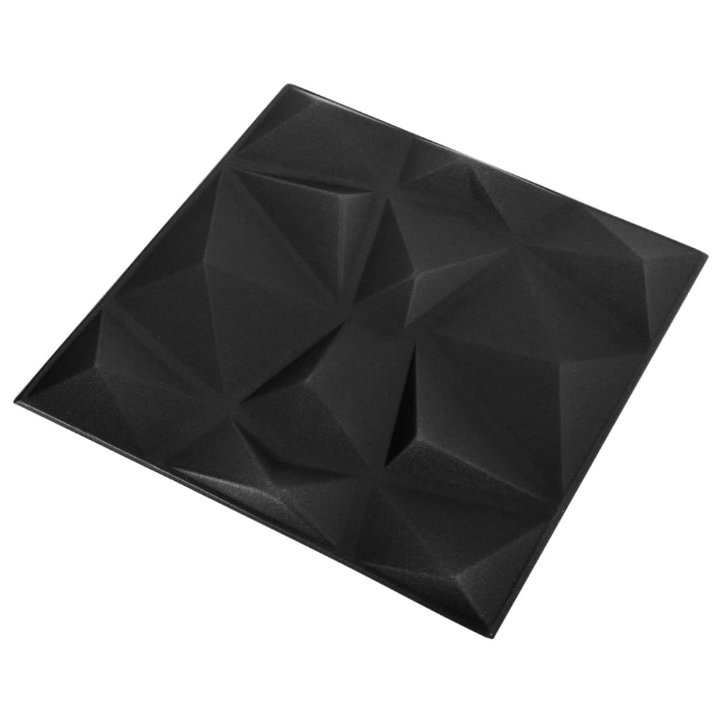 vidaXL Panouri de perete 3D 48 buc. negru 50x50 cm model diamant 12 m²