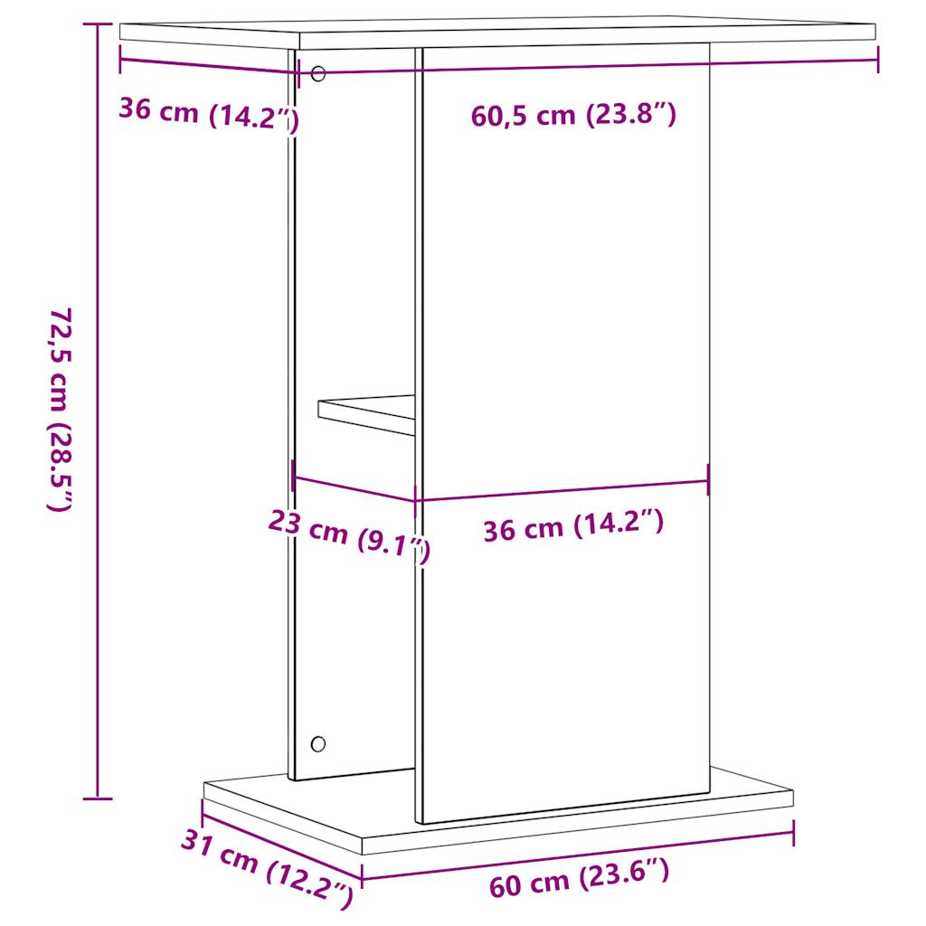 vidaXL Suport acvariu stejar artizanal 36x60,5x72,5 cm, lemn prelucrat