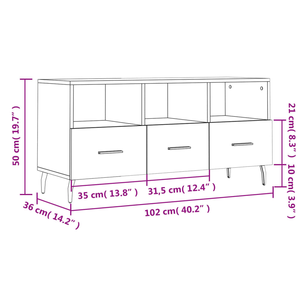 vidaXL Dulap TV, gri beton, 102x36x50 cm, lemn prelucrat