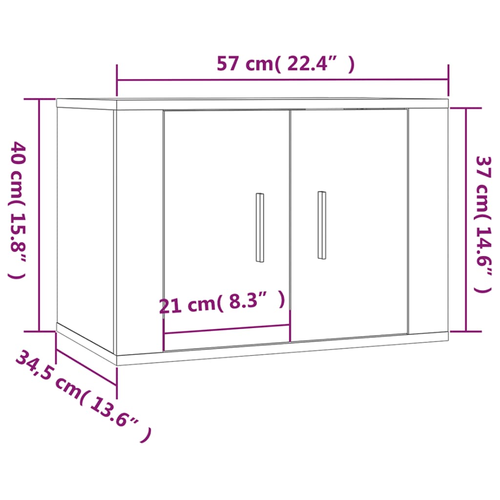 vidaXL Dulap TV cu montaj pe perete, alb, 57x34,5x40 cm