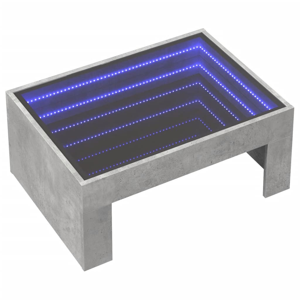 vidaXL Măsuță de cafea cu LED infinity, gri beton, 70x50x30 cm