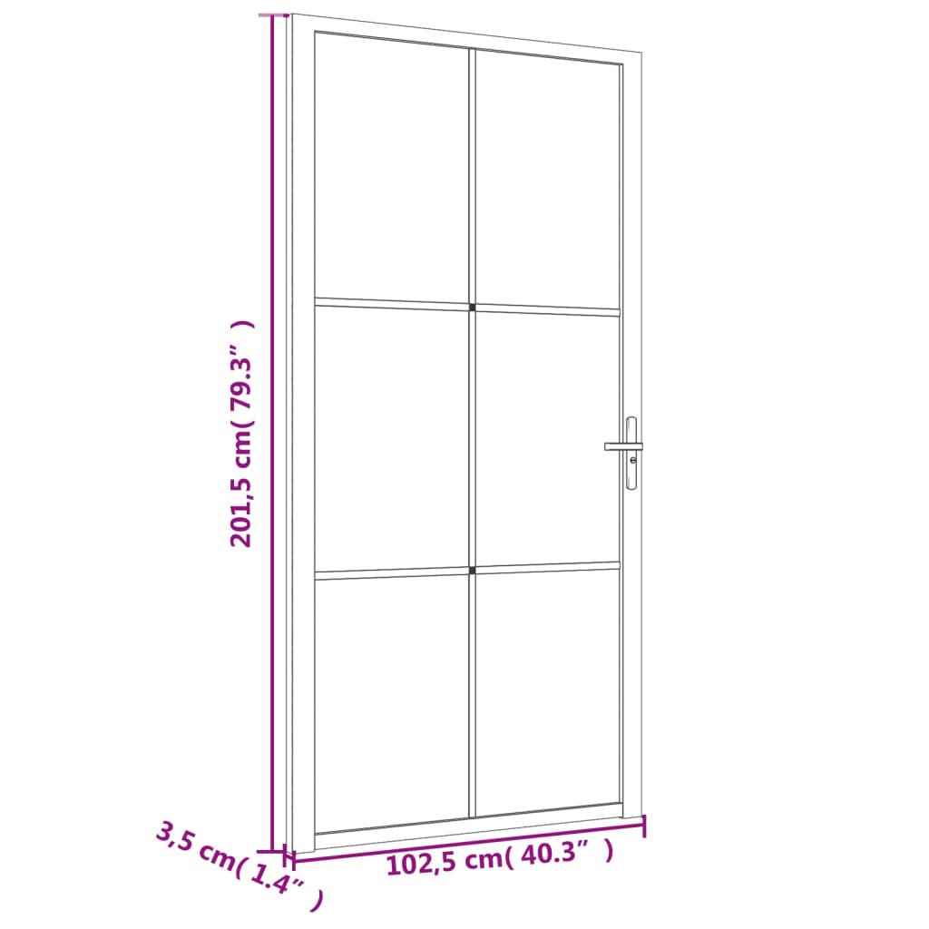 vidaXL Ușă de interior, 102,5x201,5 cm, alb, sticlă ESG și aluminiu