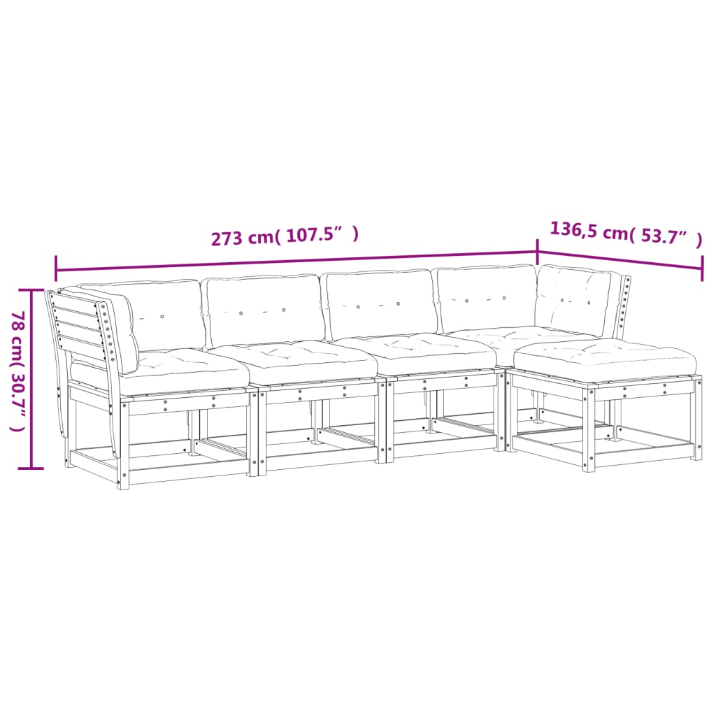 vidaXL Set mobilier de grădină cu perne, 5 piese, lemn masiv douglas