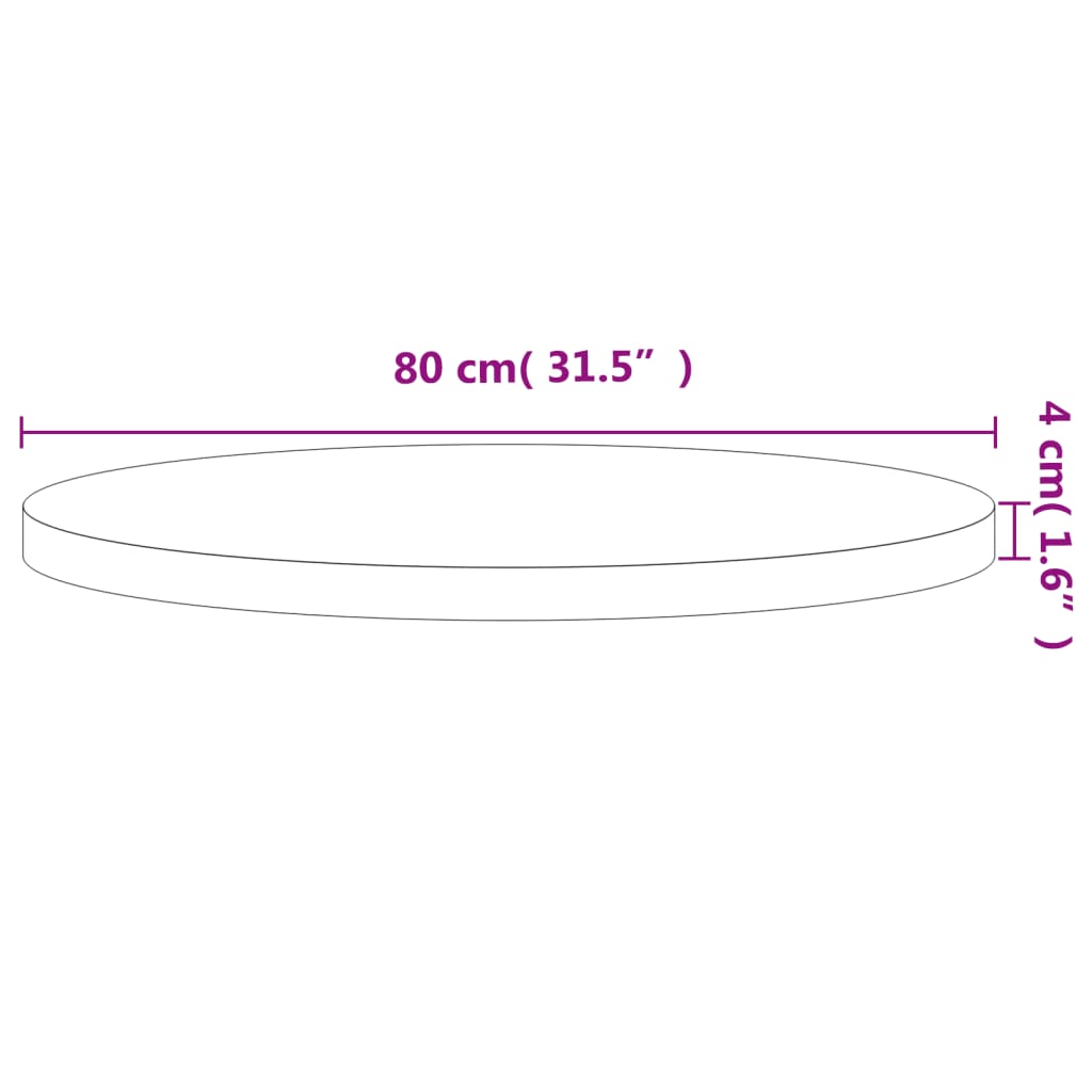 vidaXL Blat de masă rotund, Ø80x4 cm, lemn masiv de fag