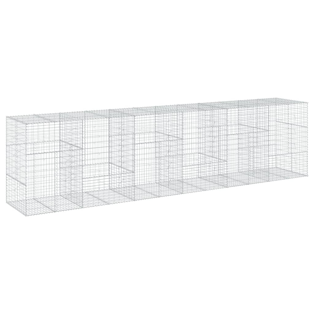 vidaXL Coș gabion cu capac, 600x100x150 cm, fier galvanizat