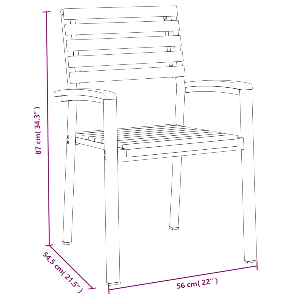 vidaXL Set mobilier de grădină, 5 piese, lemn masiv de acacia și metal