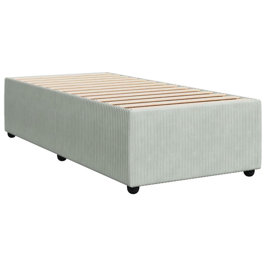 vidaXL Pat box spring cu saltea, gri deschis, 90x200 cm, catifea