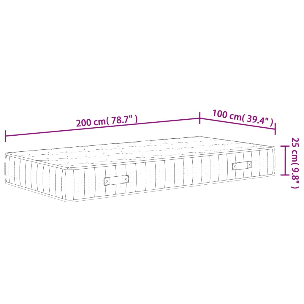 vidaXL Saltea cu arcuri buzunar, fermitate medie, 100x200 cm