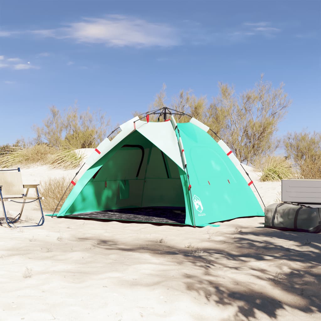 vidaXL Cort camping 3 persoane verde marin impermeabil setare rapidă