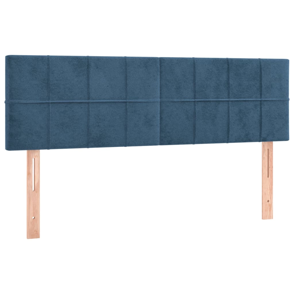 vidaXL Pat box spring cu saltea, albastru închis, 140x190 cm, catifea