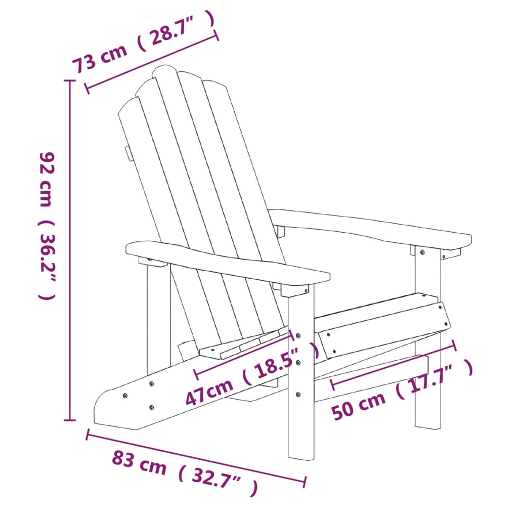 vidaXL Scaune de grădină Adirondack, 2 buc., alb, HDPE