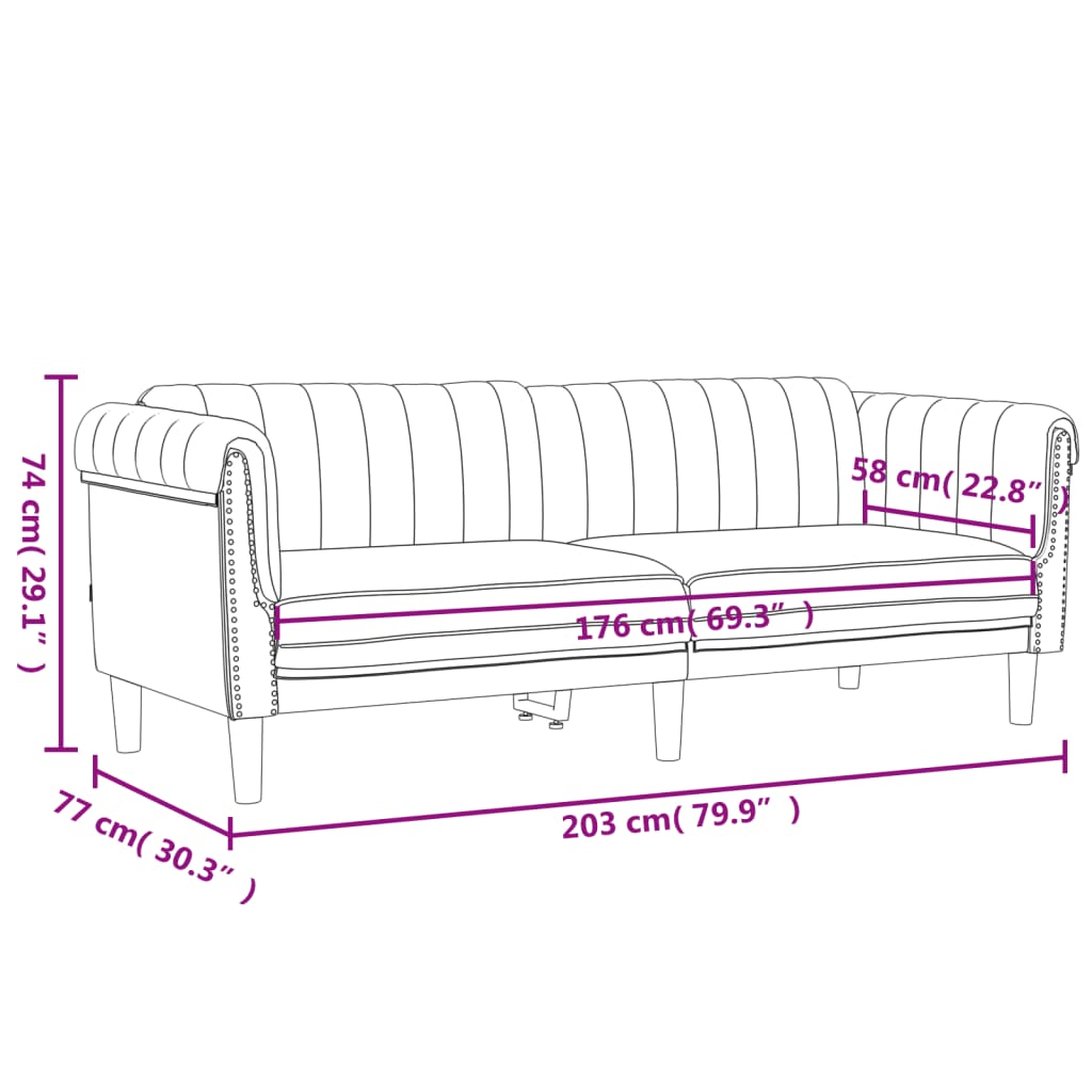 vidaXL Set canapea, 2 piese, gri deschis, catifea