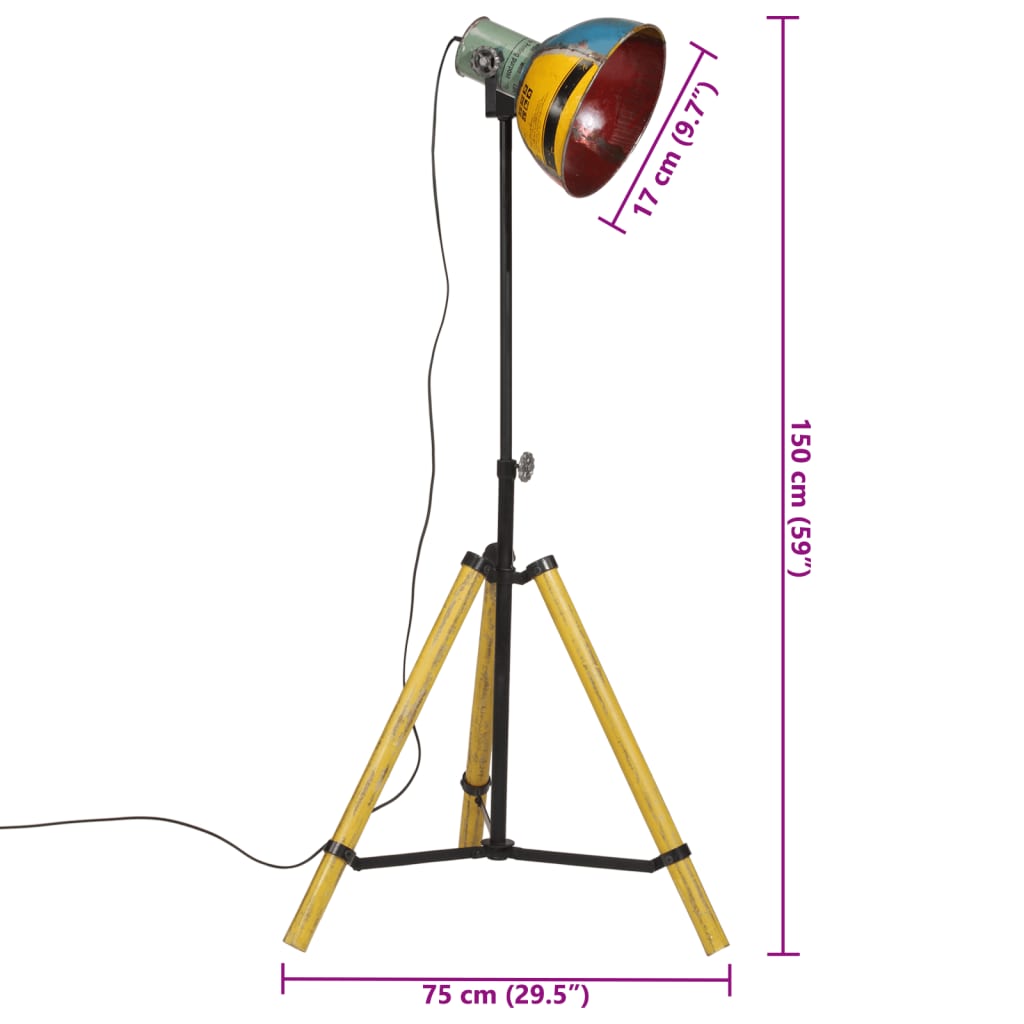 vidaXL Lampă de podea 25 W, multicolor, 75x75x90-150 cm, E27