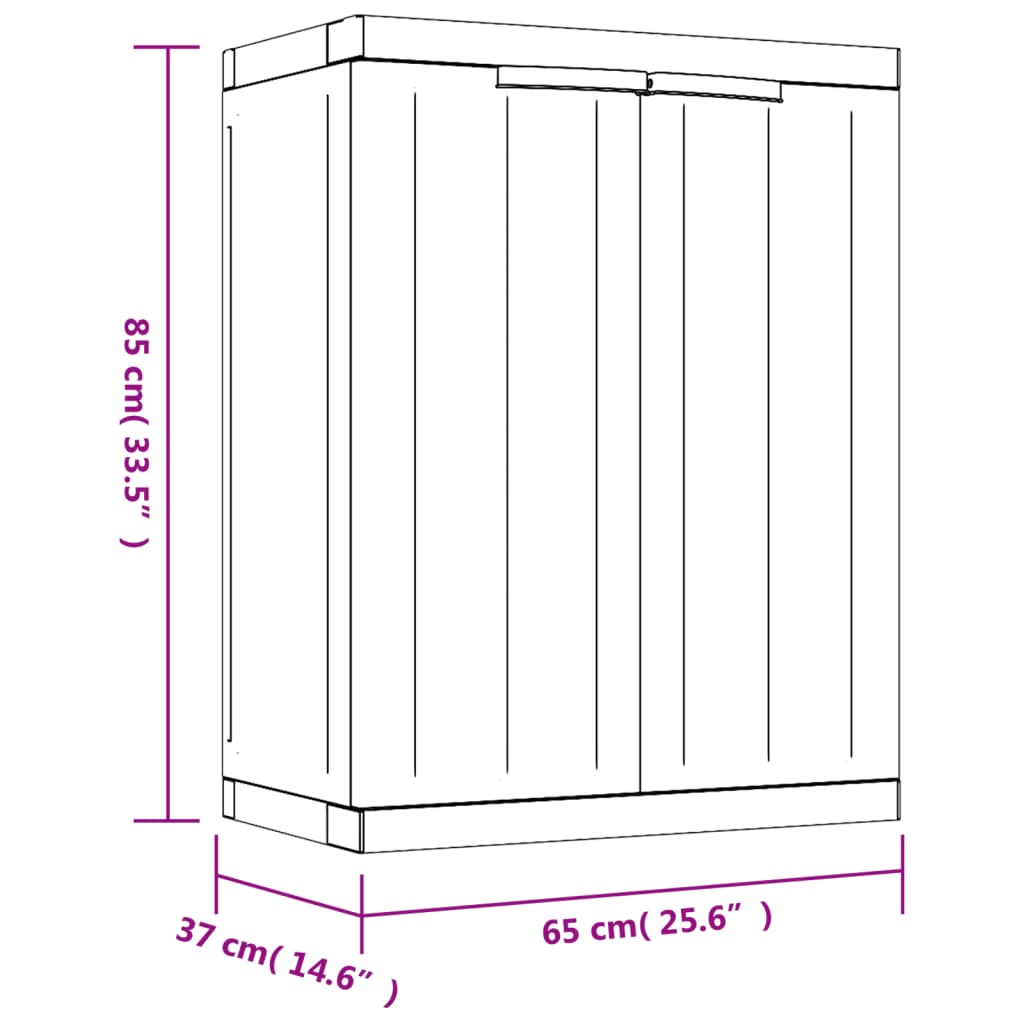 vidaXL Dulap depozitare de exterior, gri și negru, 65x37x85 cm, PP