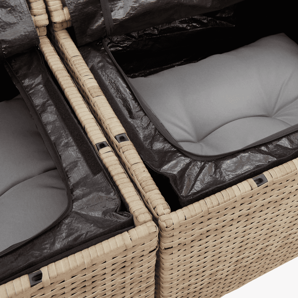 vidaXL Set canapele de grădină, 5 piese, cu perne, bej, poliratan