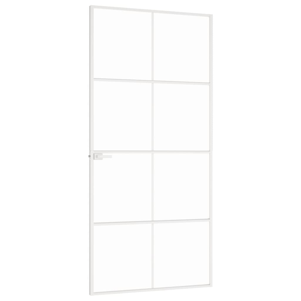 vidaXL Ușă de interior alb 93x201,5 cm sticlă securiz. / aluminiu slim