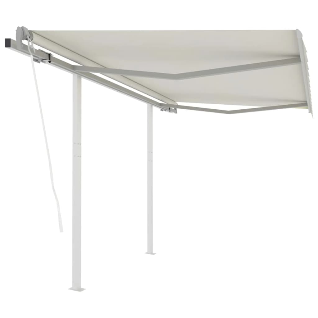 vidaXL Copertină retractabilă automat cu stâlpi, crem, 3,5x2,5 m