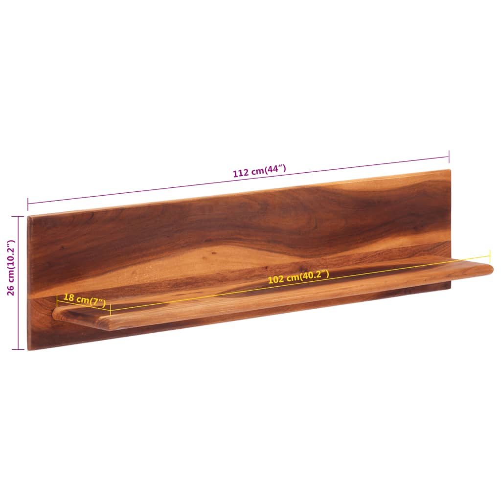 vidaXL Rafturi de perete, 2 buc., 112x20x26 cm, lemn masiv de acacia