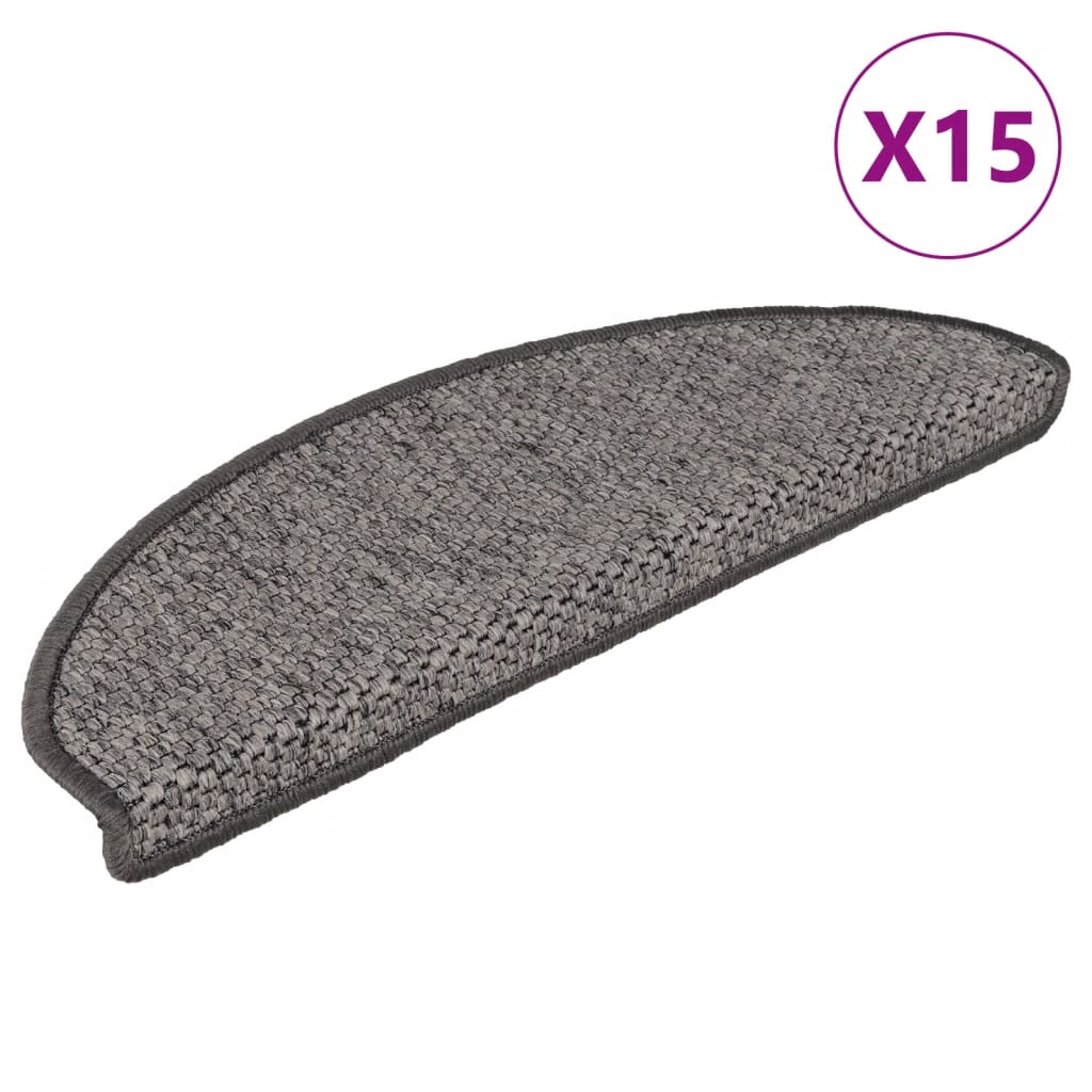 vidaXL Covorașe autoadezive de scări 15 buc. maro bej 65x21x4cm sisal