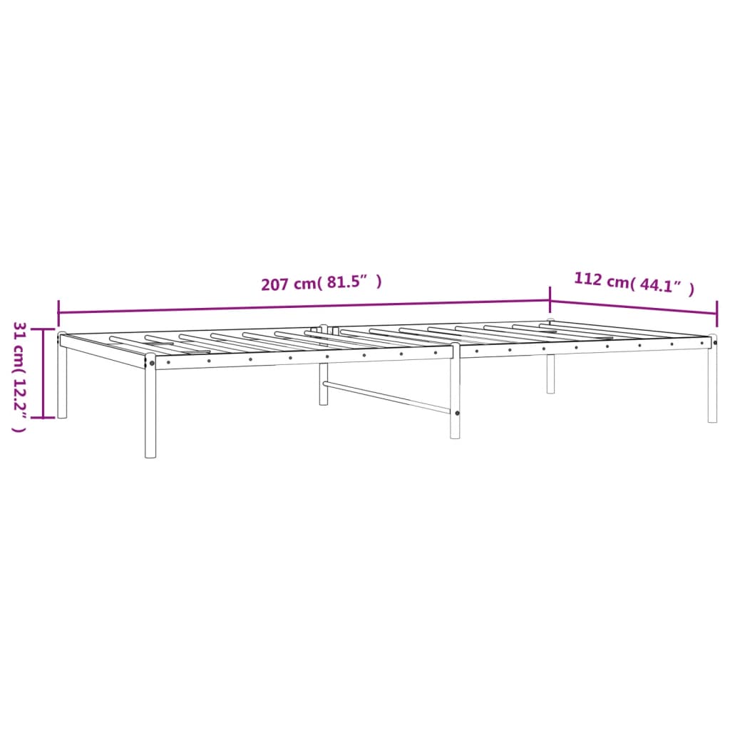 vidaXL Cadru pat metalic, negru, 107x203 cm