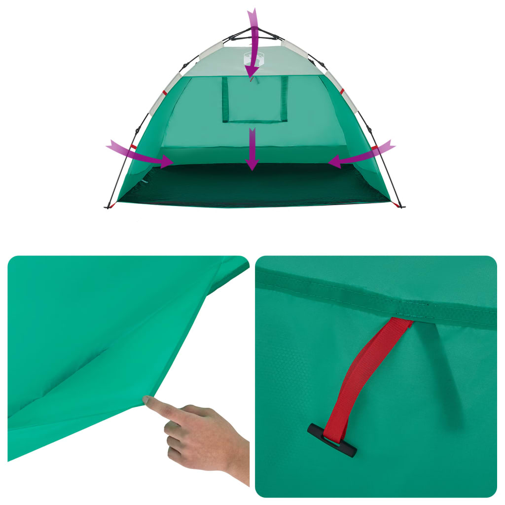 vidaXL Cort camping 2 persoane verde marin impermeabil setare rapidă