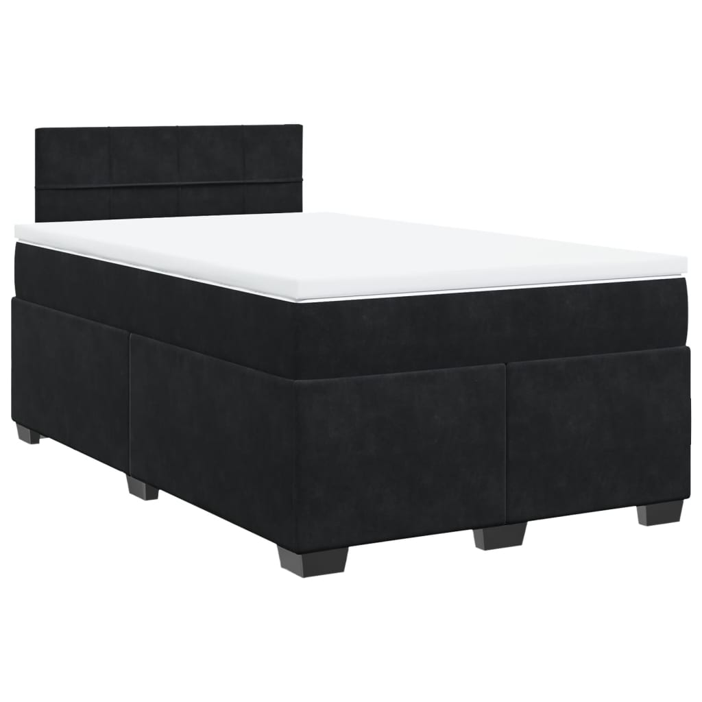 vidaXL Pat box spring cu saltea, negru, 120x190 cm, catifea