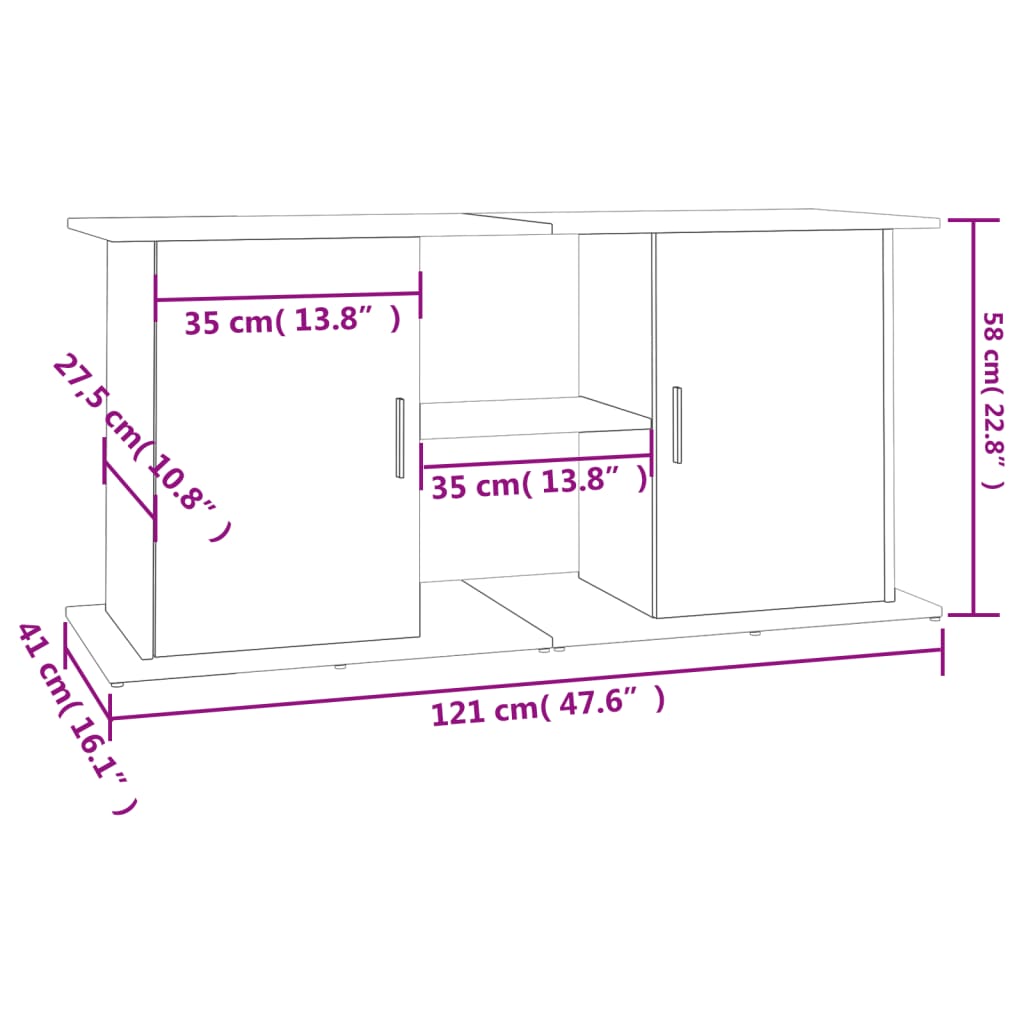 vidaXL Suport acvariu, stejar maro, 121x41x58 cm, lemn prelucrat