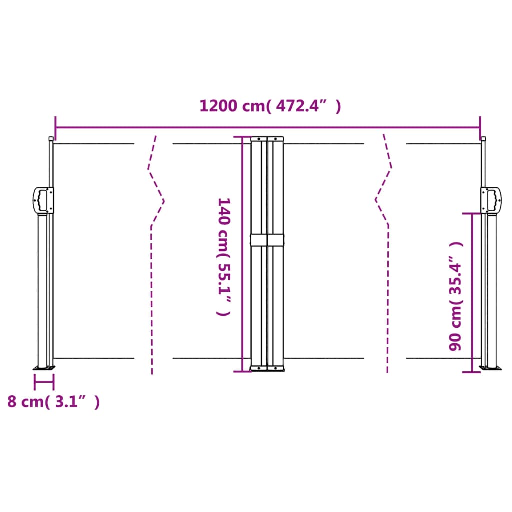 vidaXL Copertină laterală retractabilă, bej, 140x1200 cm