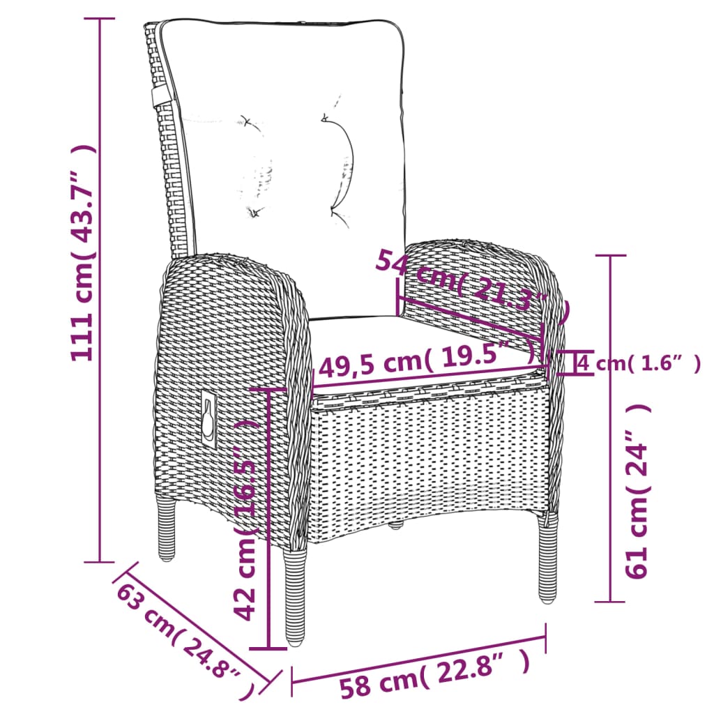 vidaXL Set mobilier de grădină, 7 piese, negru, poliratan