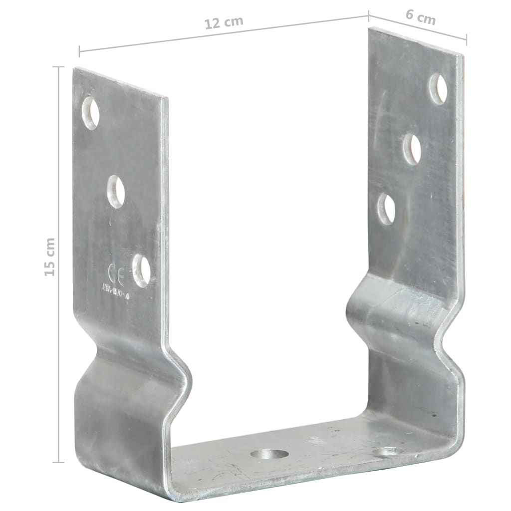 vidaXL Ancore de gard, 6 buc., argintiu, 12x6x15 cm, oțel galvanizat