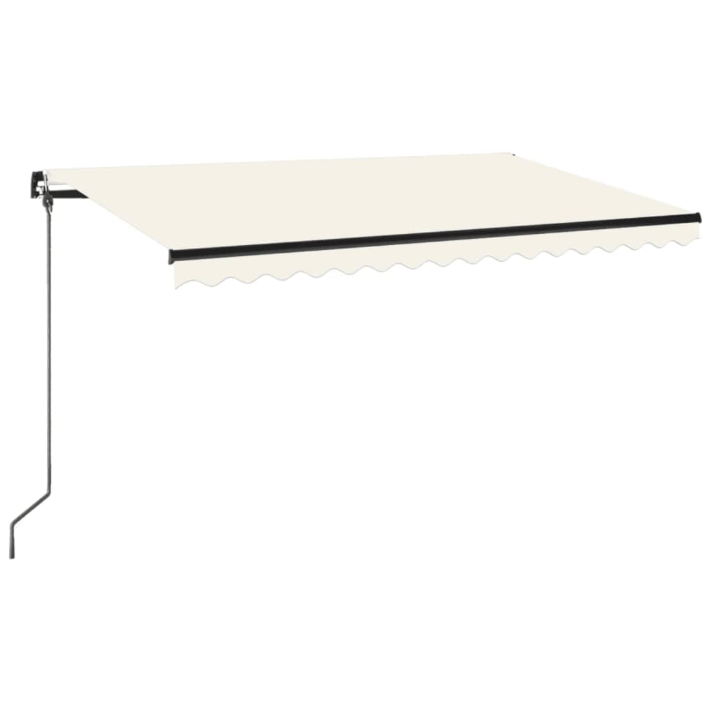 vidaXL Copertină retractabilă manuală, cu LED, crem, 400x350 cm