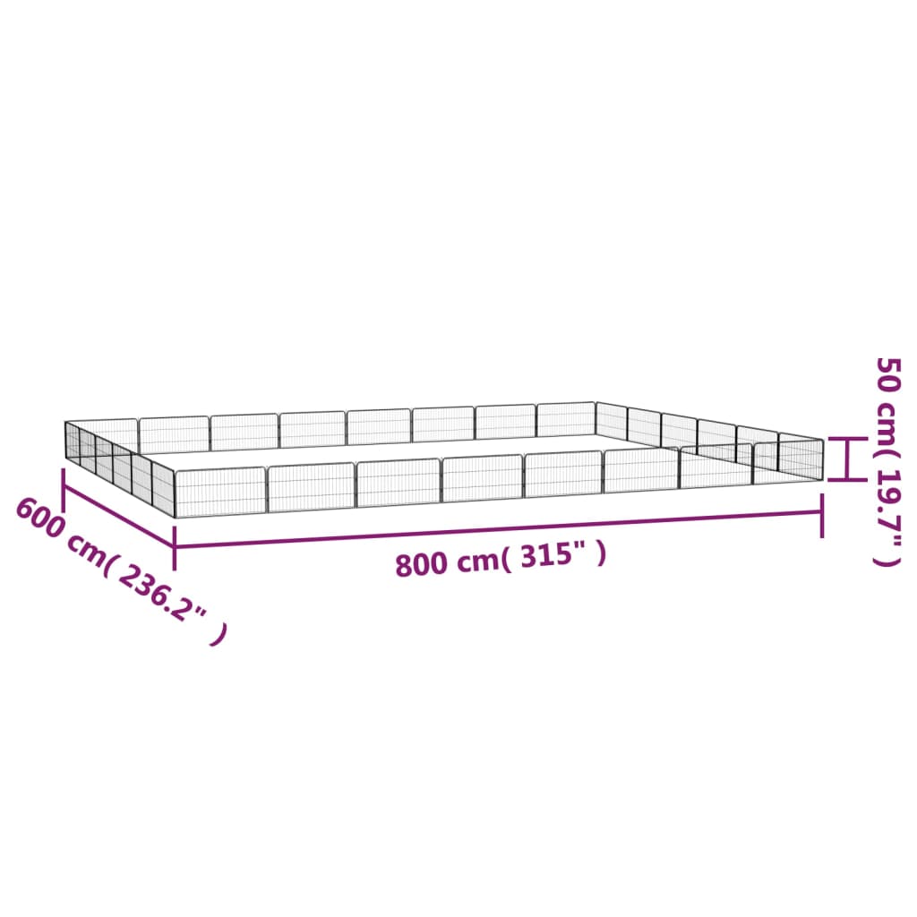 vidaXL Țarc câini 28 panouri negru 100x50 cm oțel vopsit electrostatic