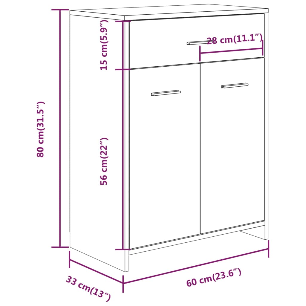 vidaXL Dulap de baie, stejar fumuriu, 60x33x80 cm, lemn prelucrat