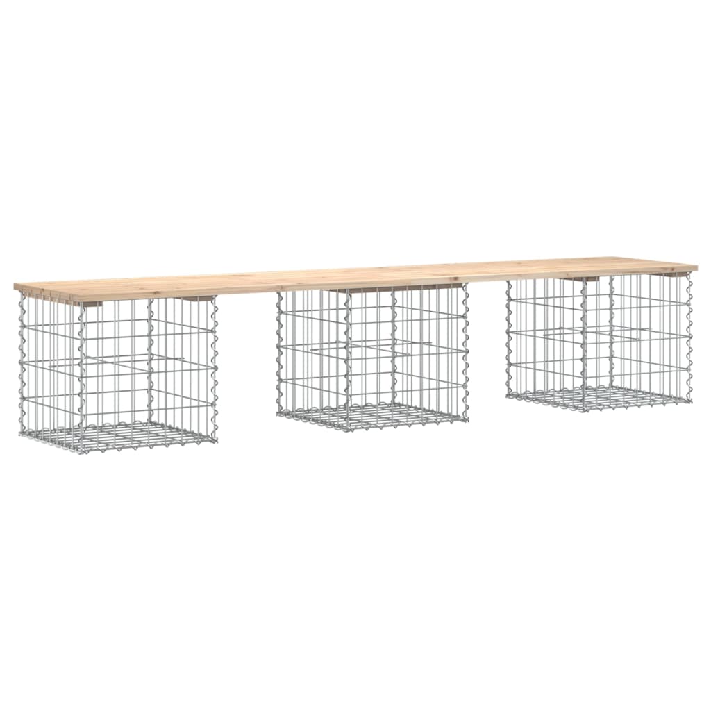 vidaXL Bancă de grădină, design gabion, 203x44x42cm, lemn masiv de pin