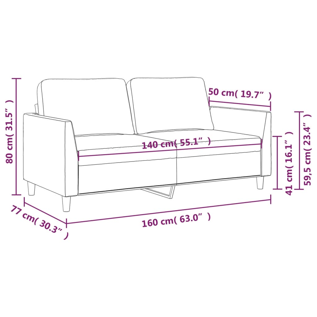 vidaXL Canapea cu 2 locuri, cappuccino, 140 cm, piele ecologică