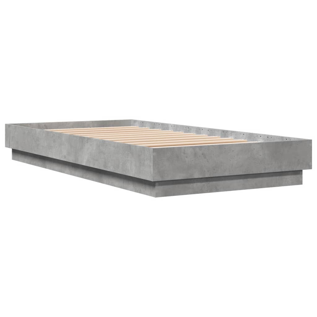 vidaXL Cadru de pat, gri beton, 90x190 cm, lemn prelucrat